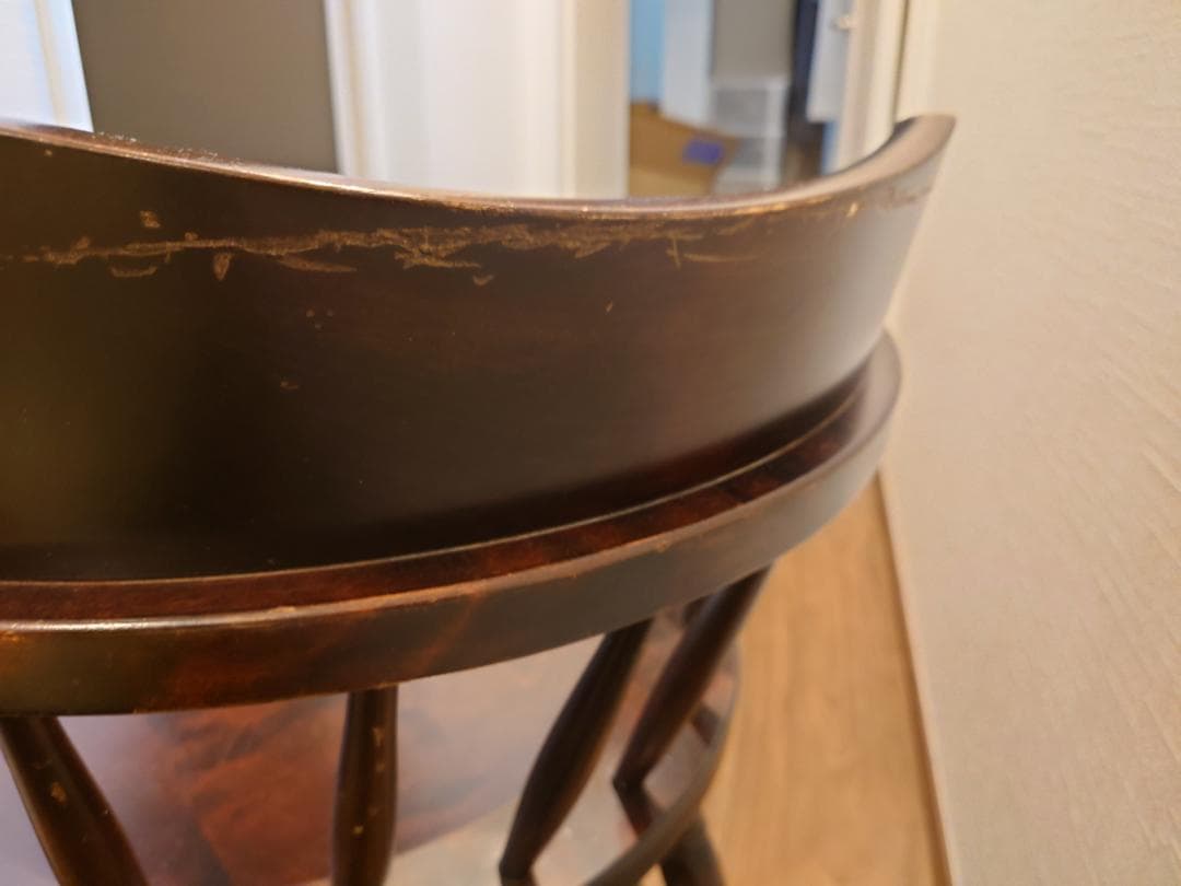 北海道民芸家具　キャプテンチェア　アームチェア 伝統的刻印付き　ブラウン系