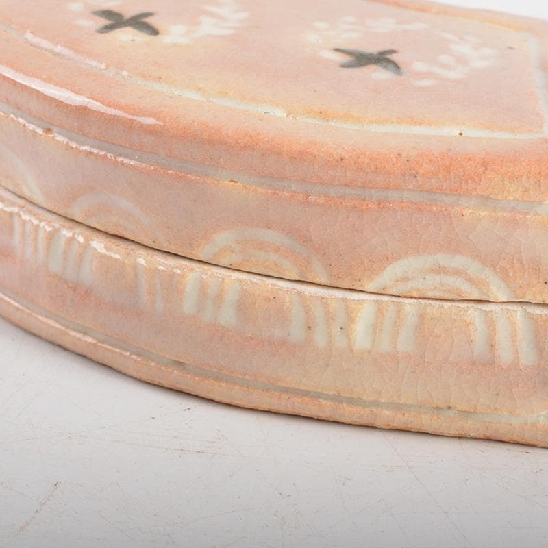 茶道具　八事窯　中村道年造　扇面香合　共箱　V　6353