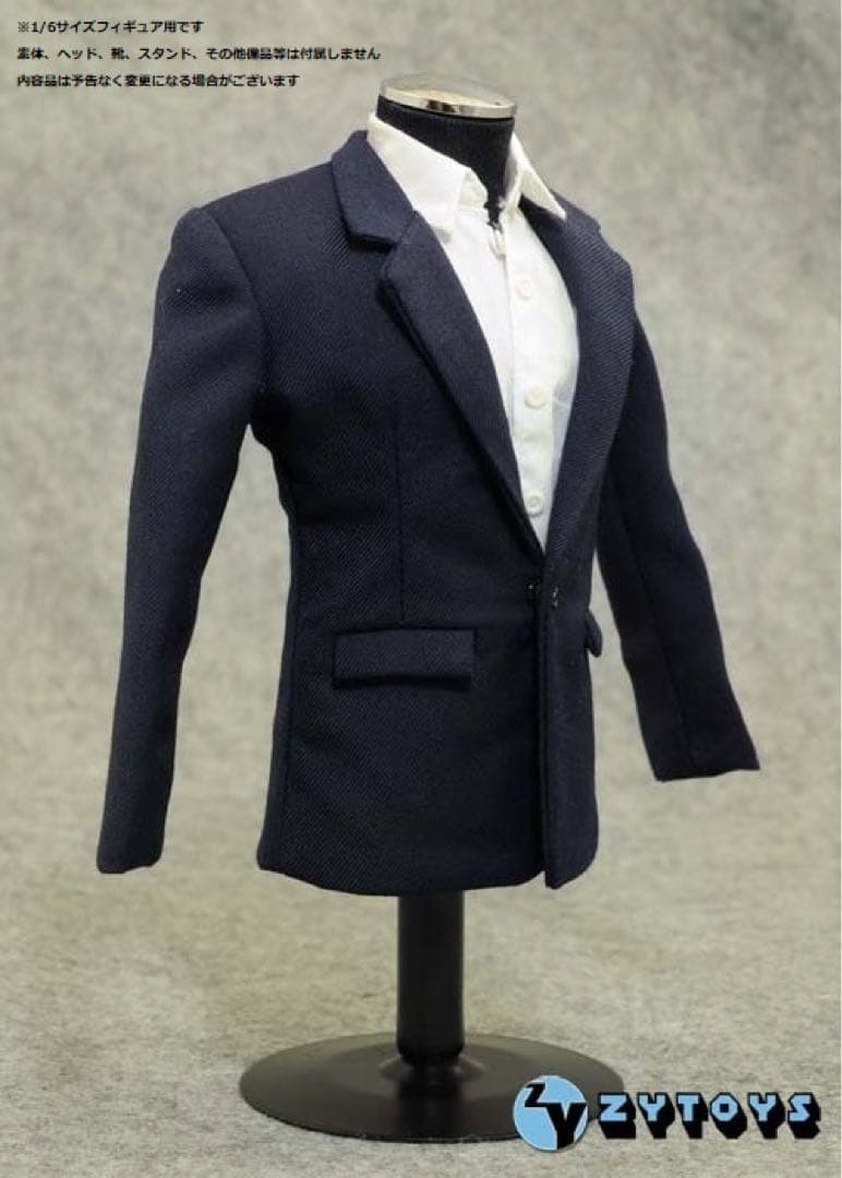 ZY-TOYS 1/6サイズフィギュア用衣装男性用 紺(ネイビー)色スーツセット