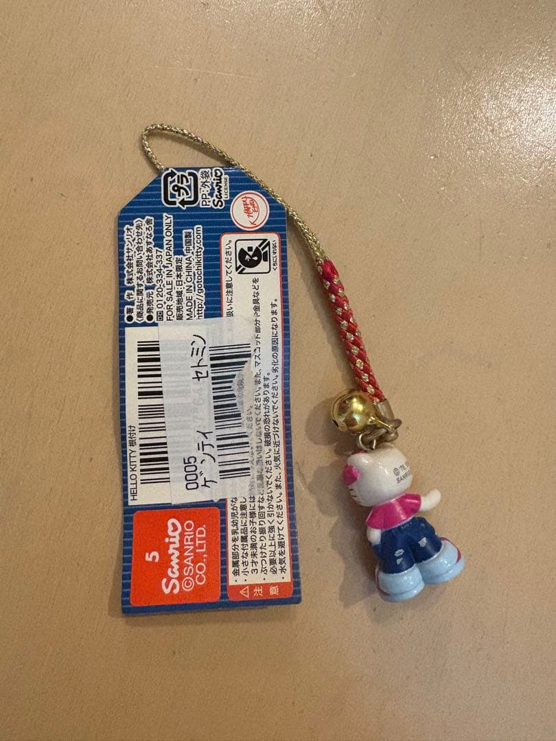 ご当地キティ根付け　岡山　デニム