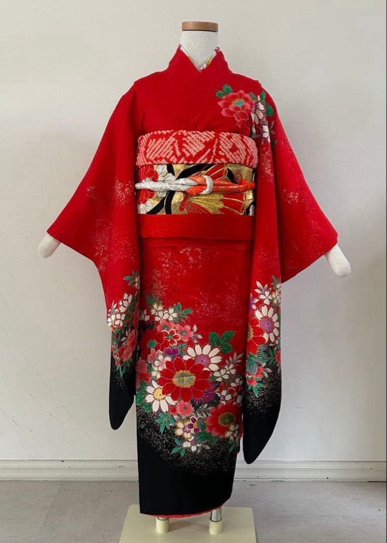 7歳　七五三　正絹着物　古典柄　帯　帯揚げ　帯締め　しごきセット