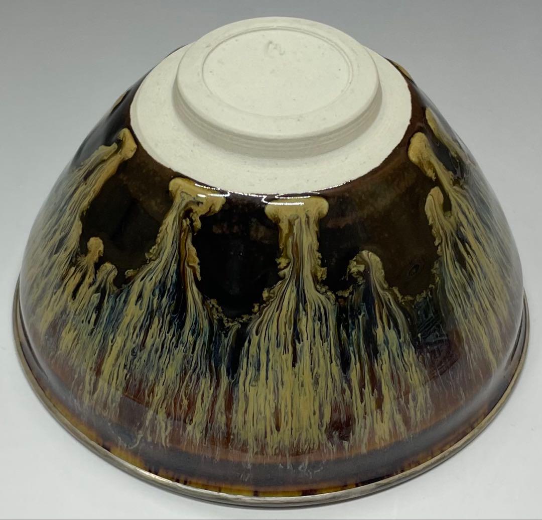 桶谷定一　銀覆輪　建盞天目茶碗　四方桟共箱　共布　栞　v117