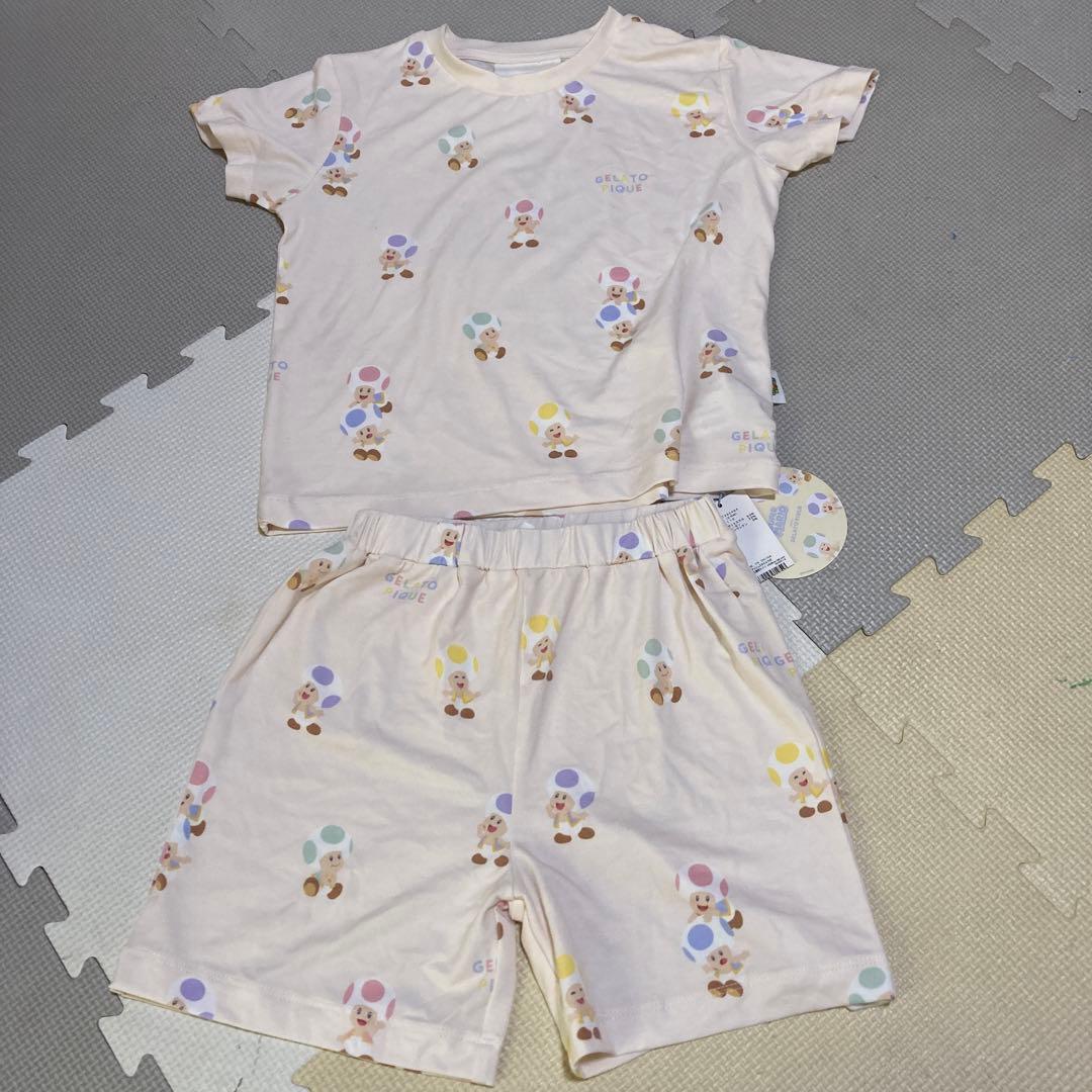 【スーパーマリオ】【キッズ】キノピオTシャツ&ショートパンツセット