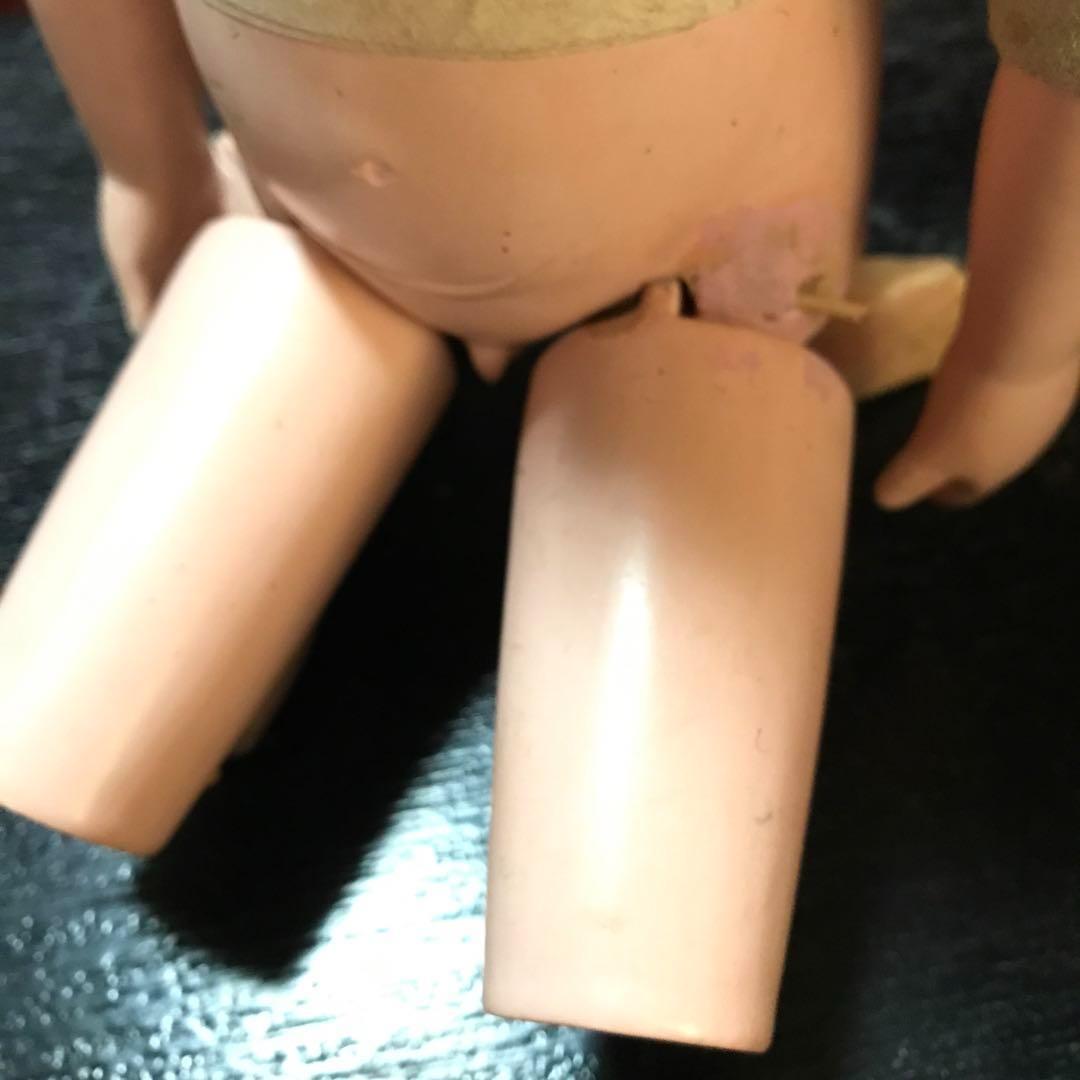 お値下　市松人形　三つ折れ人形　明治？　難多し10号 37cm 　朱印