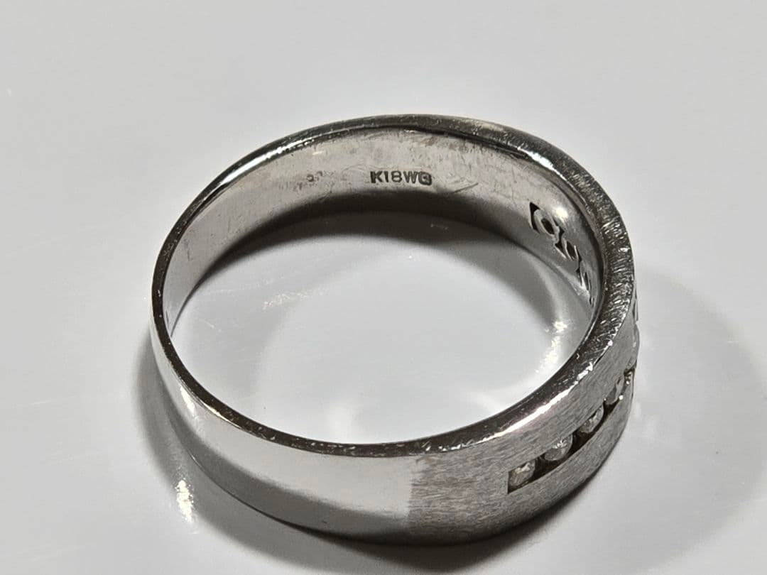 レオダイヤ0.33 K18WG 6.9g 18号 クロスデザイン リング