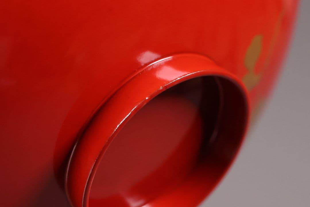 【CM243】時代木製漆器 桐鳳凰・菊 金蒔絵 朱塗 引盃 五客 木製漆器 小皿