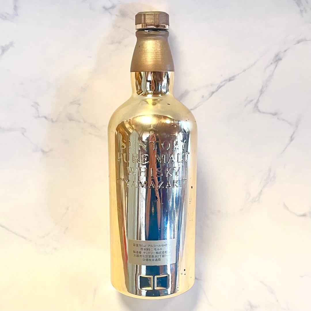 【激レア】サントリー　山崎　６０周年記念 ゴールドボトル　空き瓶　メッキ剥離有り