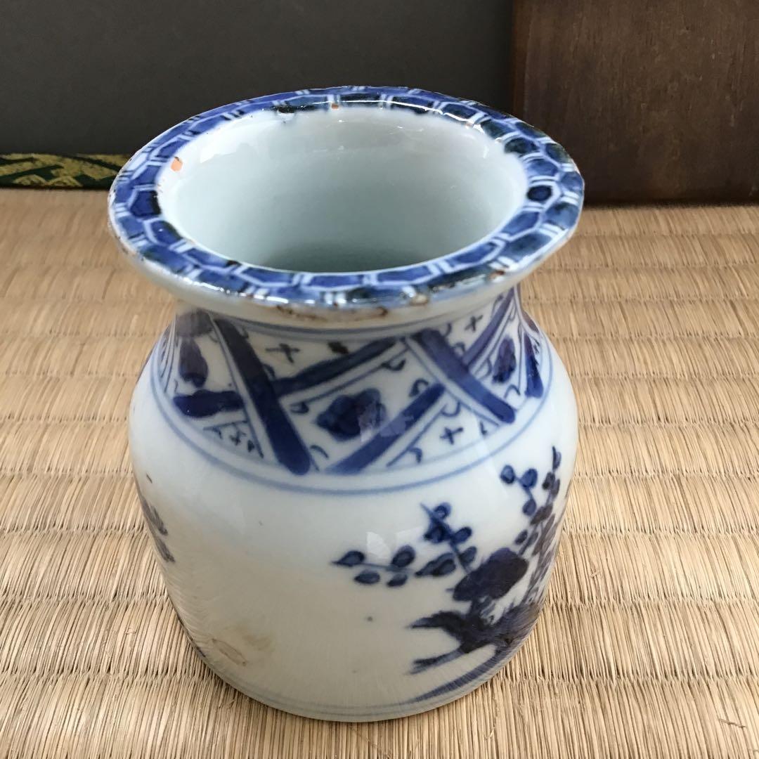 茶道具　古染付茶器　松竹梅絵　牙蓋添　仕覆二種付属　共箱　紙箱　S232CK