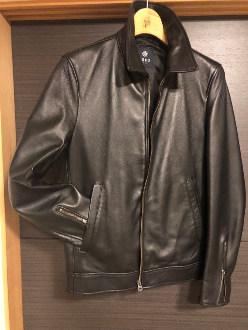 nano BASE ラムレザー　シングルライダースジャケット　黒　M 美品
