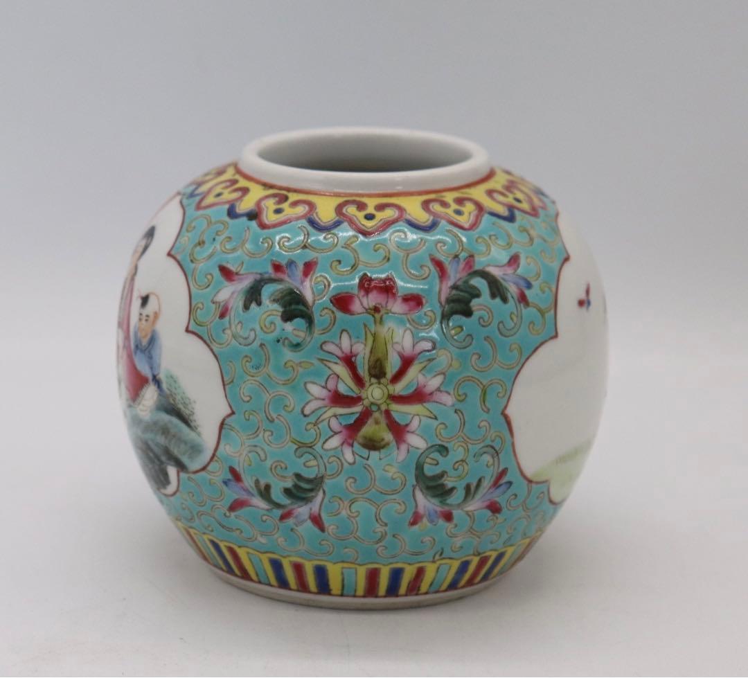 中国　1950年代　景徳鎮粉彩人物壺　送料込み0730