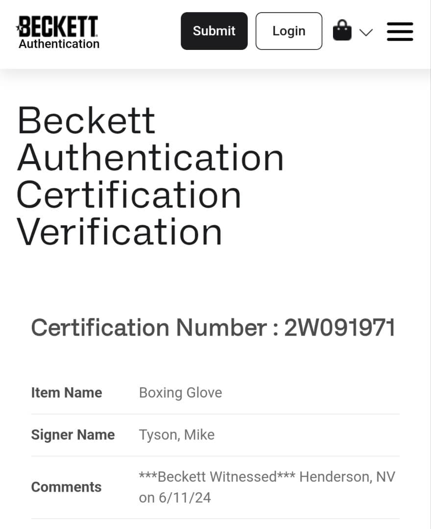 マイク・タイソン Mike Tyson 直筆サイン ボクシンググローブ 赤