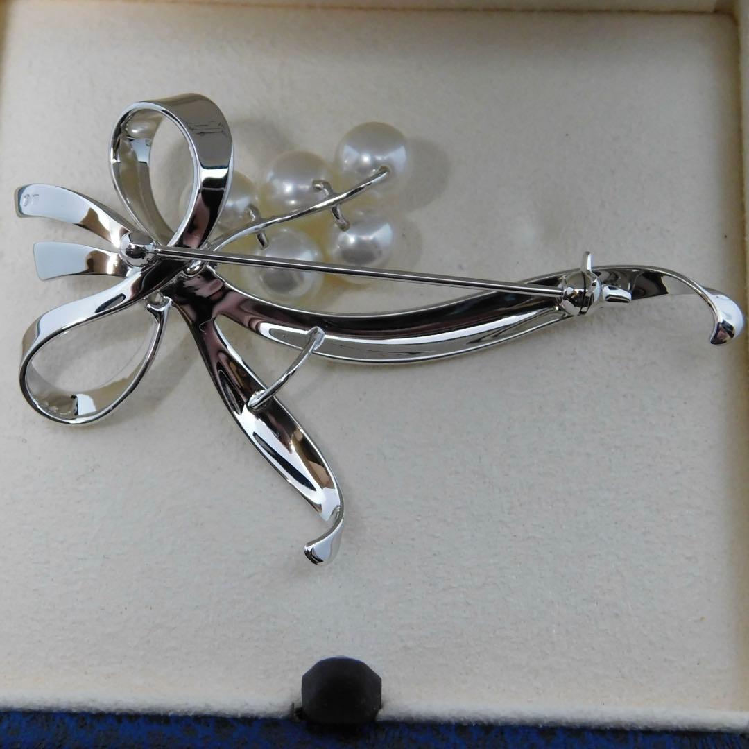 極美品 ミキモト ブローチ パール 5粒 皇室御用達　コサージュ　シルバー