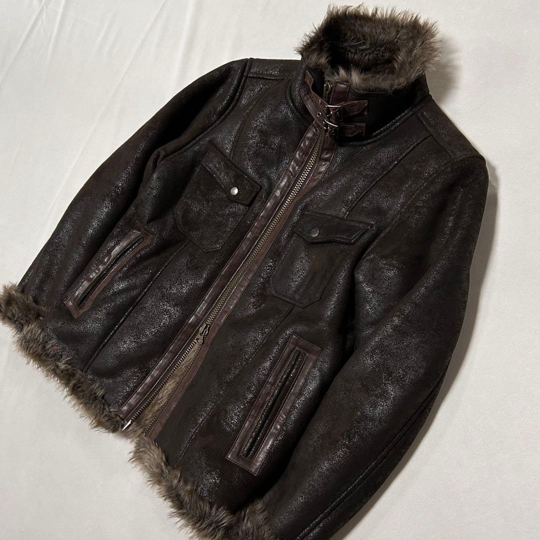 00s フェイクムートン ファー ライダース B3 トラッカージャケット お兄系
