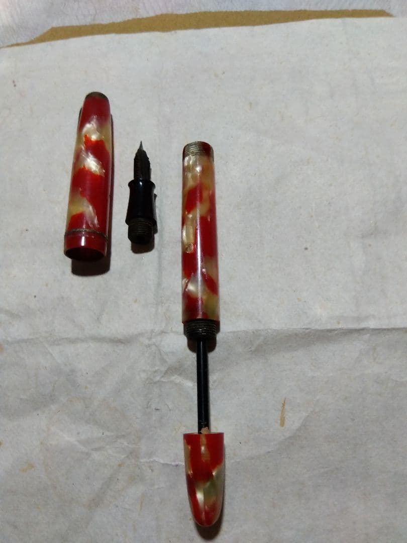 ♪レトロ万年筆　セルロイド　金魚柄