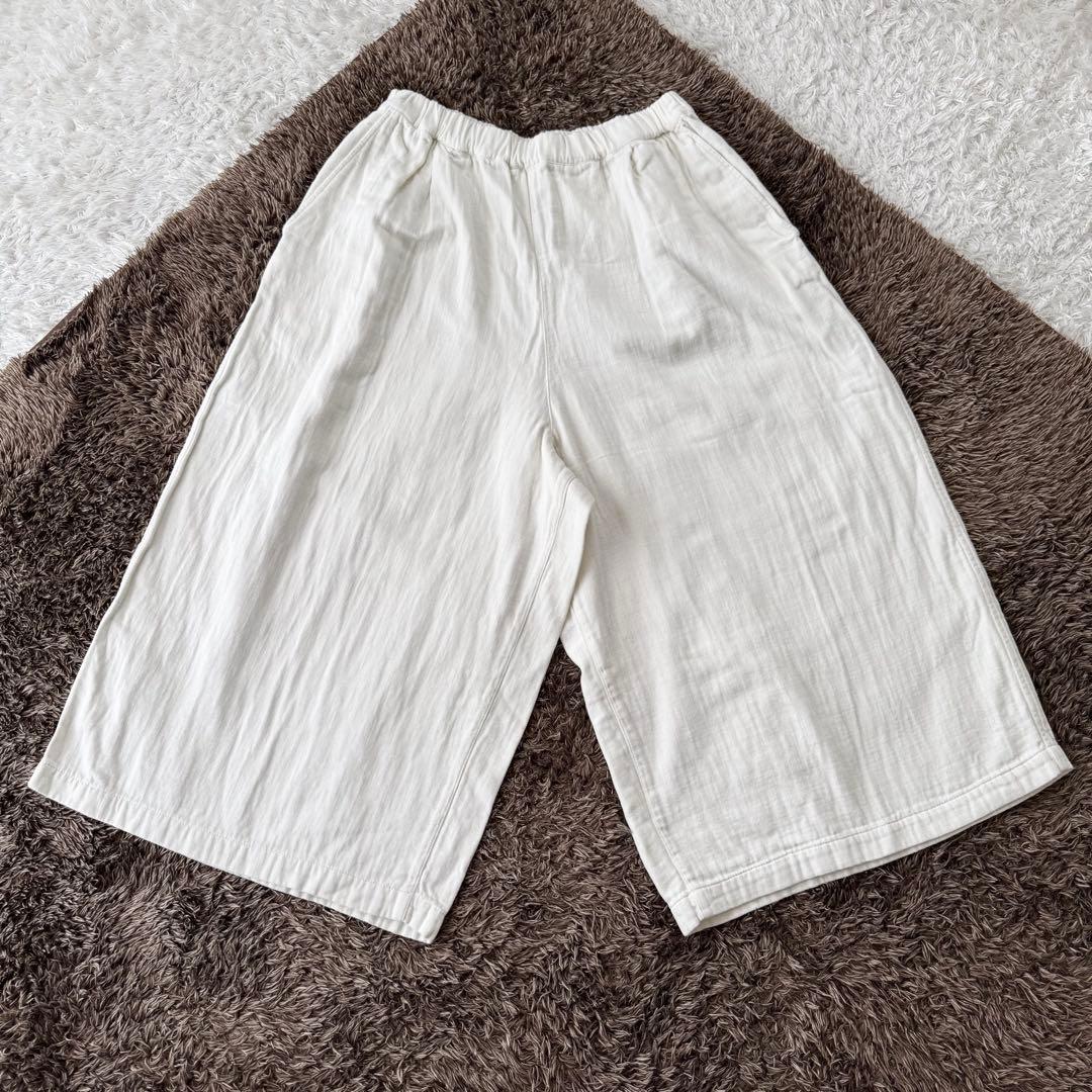 未使用 プランテーション コットン ガウチョパンツ ワイドパンツ ウエストゴム
