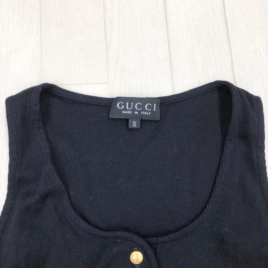 ま2〓 GUCCI グッチ ノースリーブ レディース S ダークネイビー