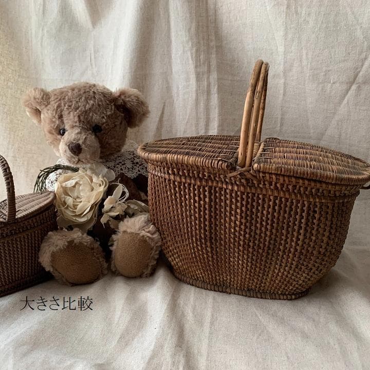 フランスアンティーク　バスケット　プッペンパニエ　大きなかご　ディスプレイ