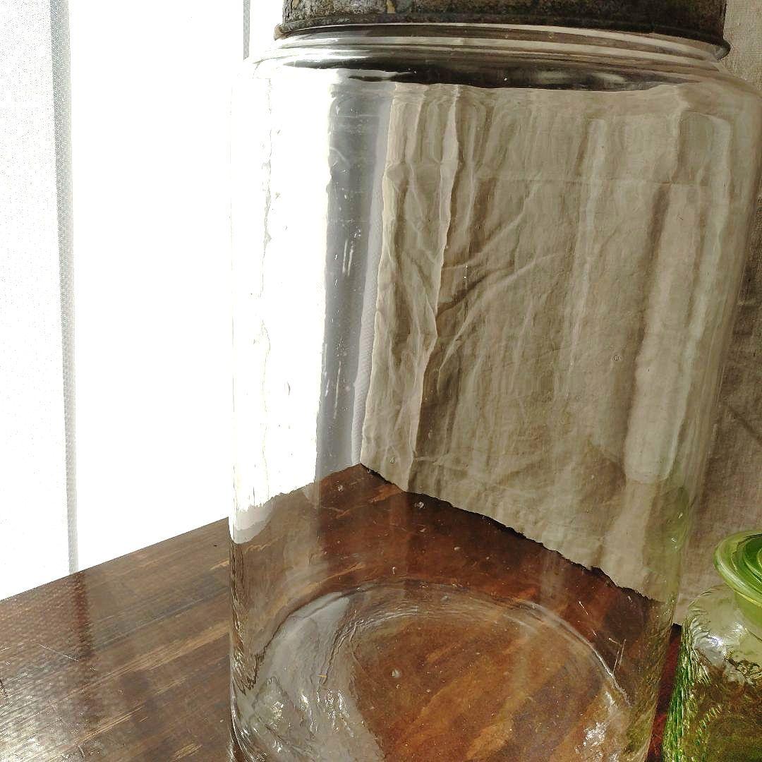 アンティーク レトロ ガラス瓶 特大 古い 気泡 菓子瓶 飴屋瓶 和硝子
