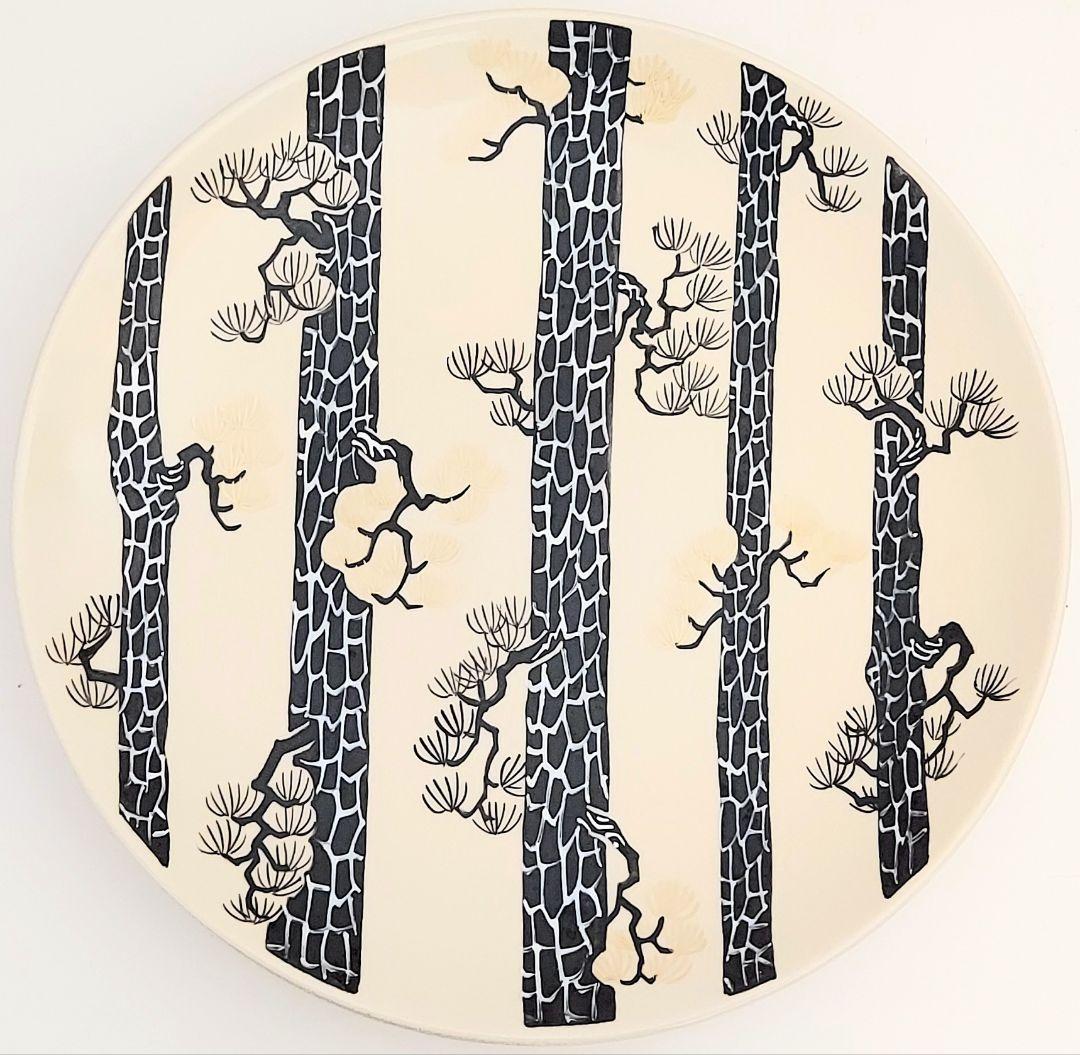 安田松齋（五代松齋）和田三造画伯下絵「ヒマラヤ乃松乃図飾り皿」