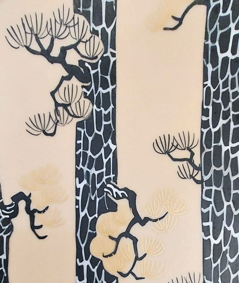 安田松齋（五代松齋）和田三造画伯下絵「ヒマラヤ乃松乃図飾り皿」