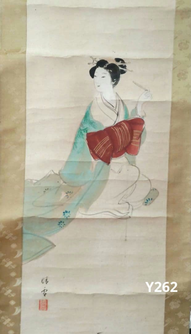 美人画　晴雪　掛軸　Y262