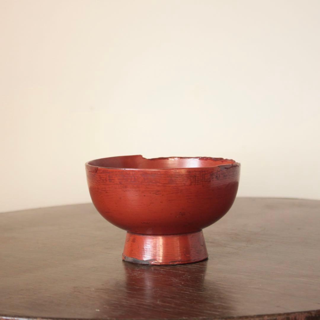朱塗り 浄法寺塗 椀 古道具 アンティーク 古い 漆器 古い椀