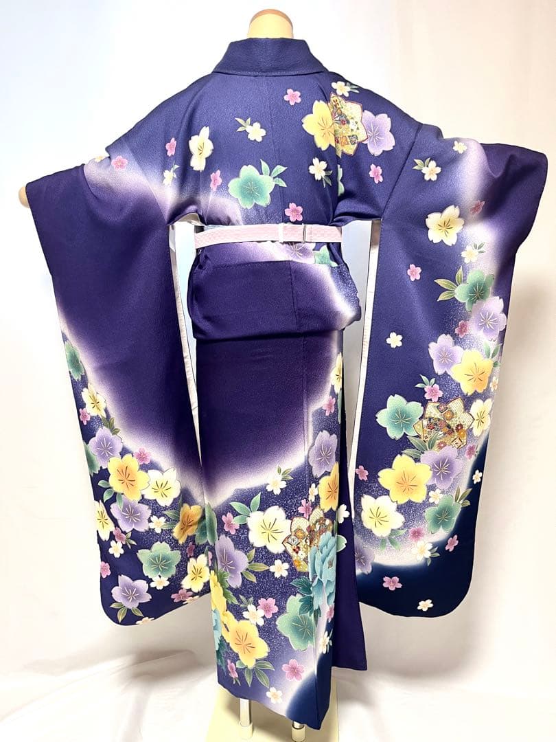 【美おり】振袖 正絹 振袖フルセット 7点セット 成人式 桜文様 くすみブルー