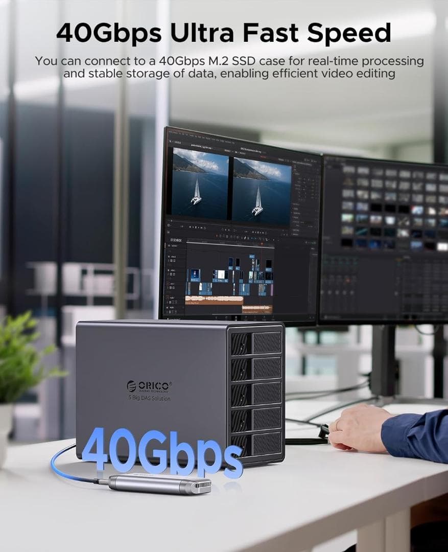 O173 HDDケース 5台 40Gbps出力 ハブ拡張機能付き 3.5インチ