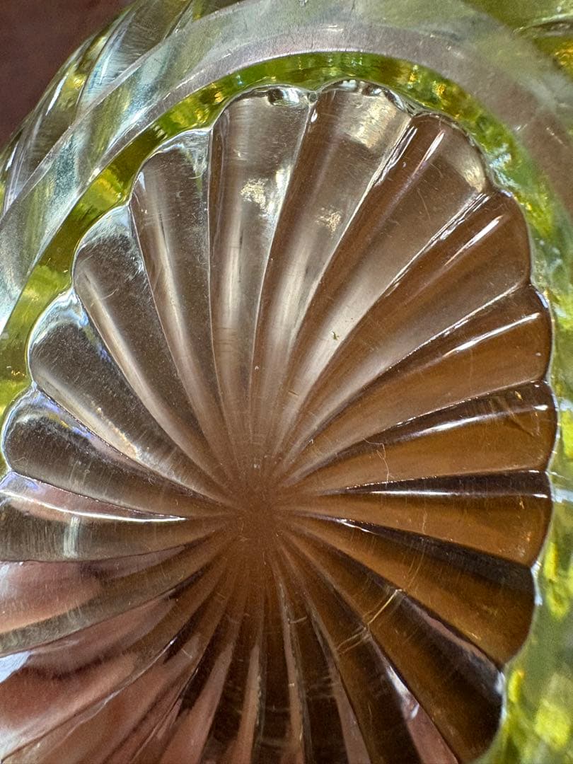 オールドバカラ　バカラ　ウランガラス　小物入れ　バンブー　レア　美品