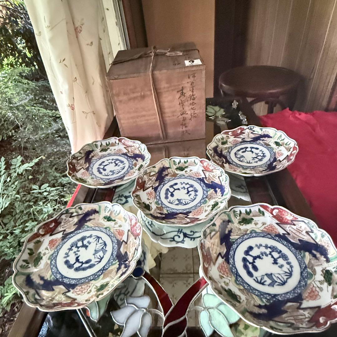 K様へ感謝お嫁入り‼️降誕祭‼️GOLD伊万里錦手帆かけ舟❌山水❌米俵八寸皿6客