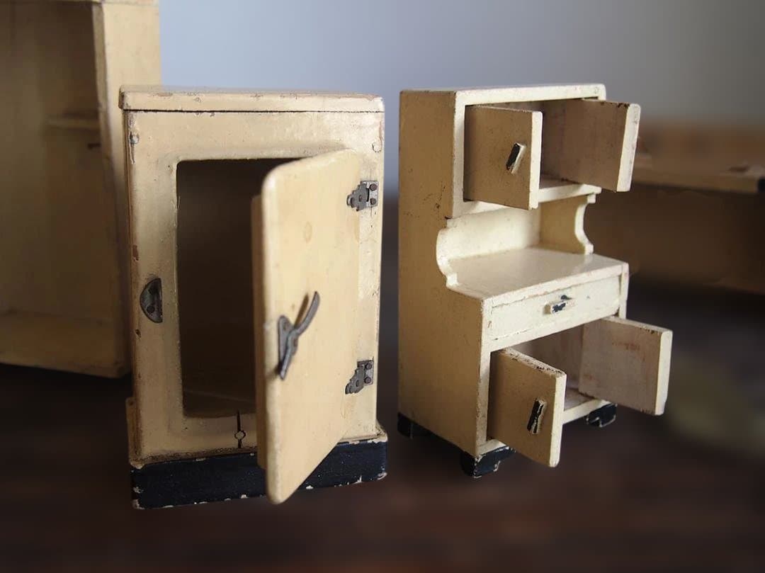 木製ドールハウス 家具 6点セット キッチン ミニチュア アンティーク/K321