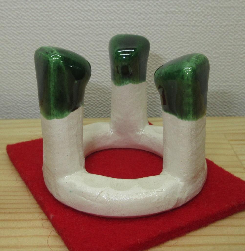 送料込【逢絢亭・新品】茶道具 蓋置 楽焼 五徳蓋置 川崎和楽 共箱入り