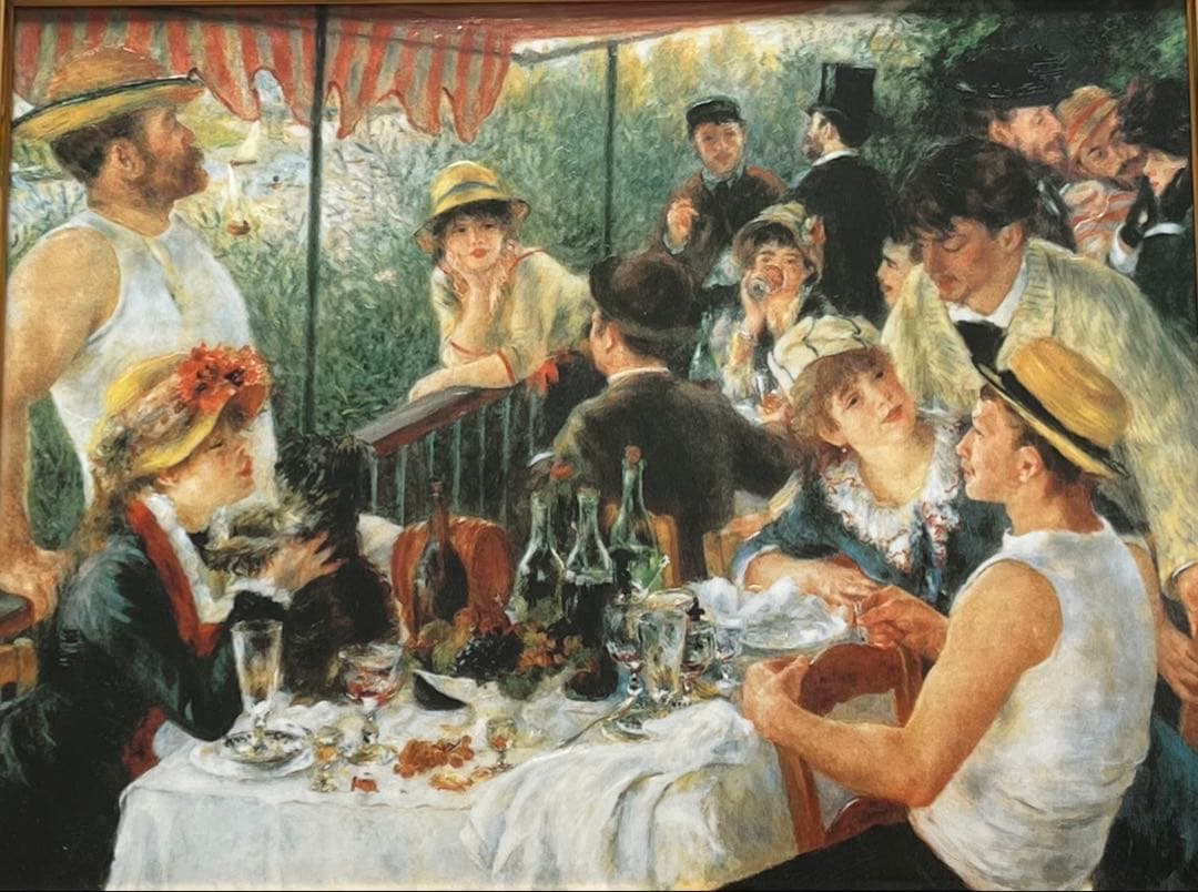 ルノワール　「舟遊びをする人々の昼食」　複製ポスター　額付　メディウム加工