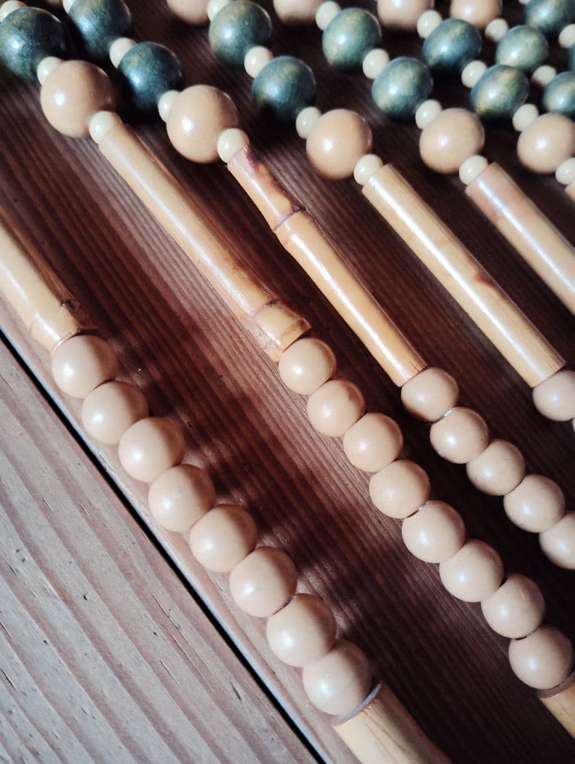 重量あります　ロング　昭和レトロ　木製珠すだれ　珠のれん　木製ヴィンテージ