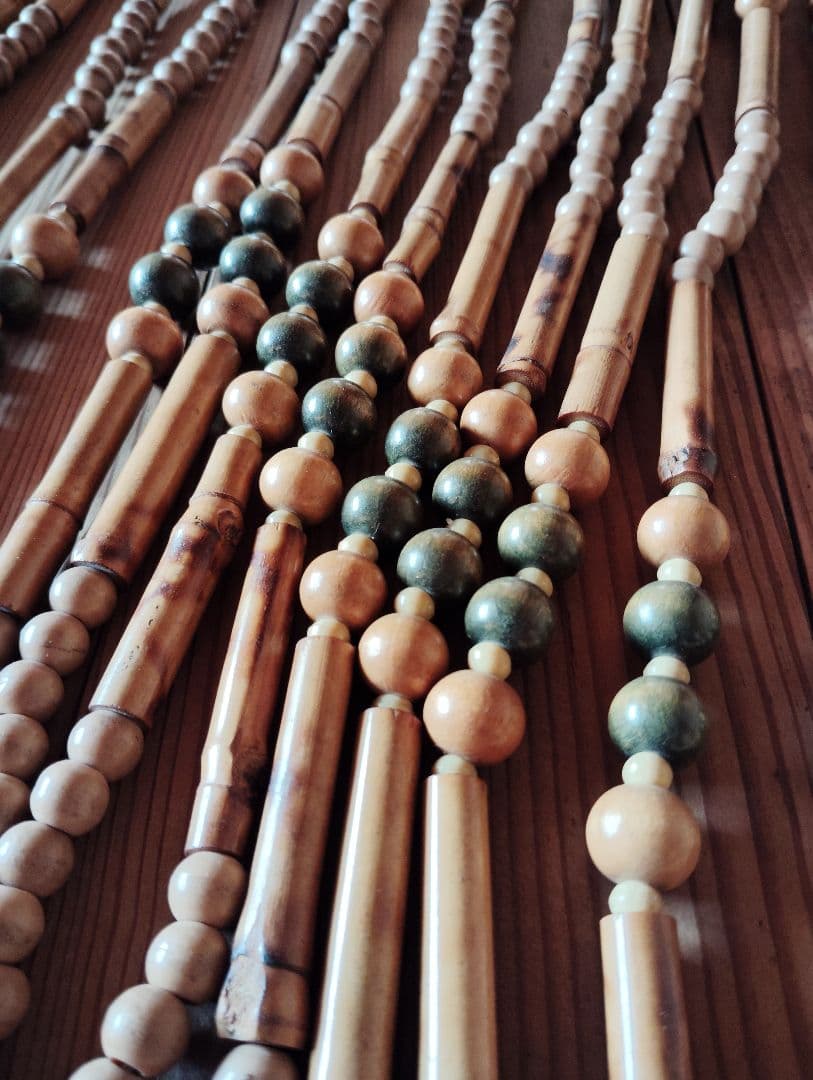 重量あります　ロング　昭和レトロ　木製珠すだれ　珠のれん　木製ヴィンテージ