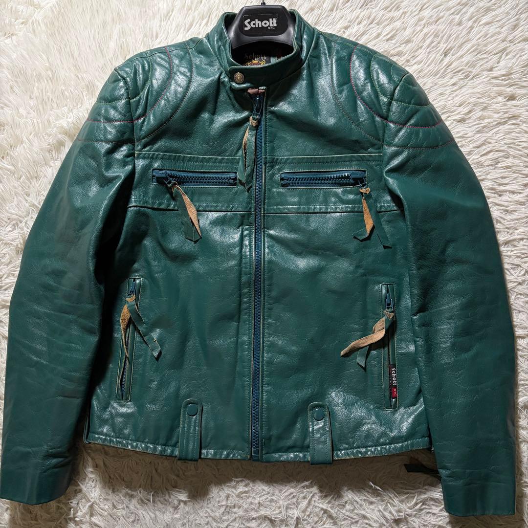 g*3様 希少カラー■schott ライダースジャケット　シングル　グリーン　本
