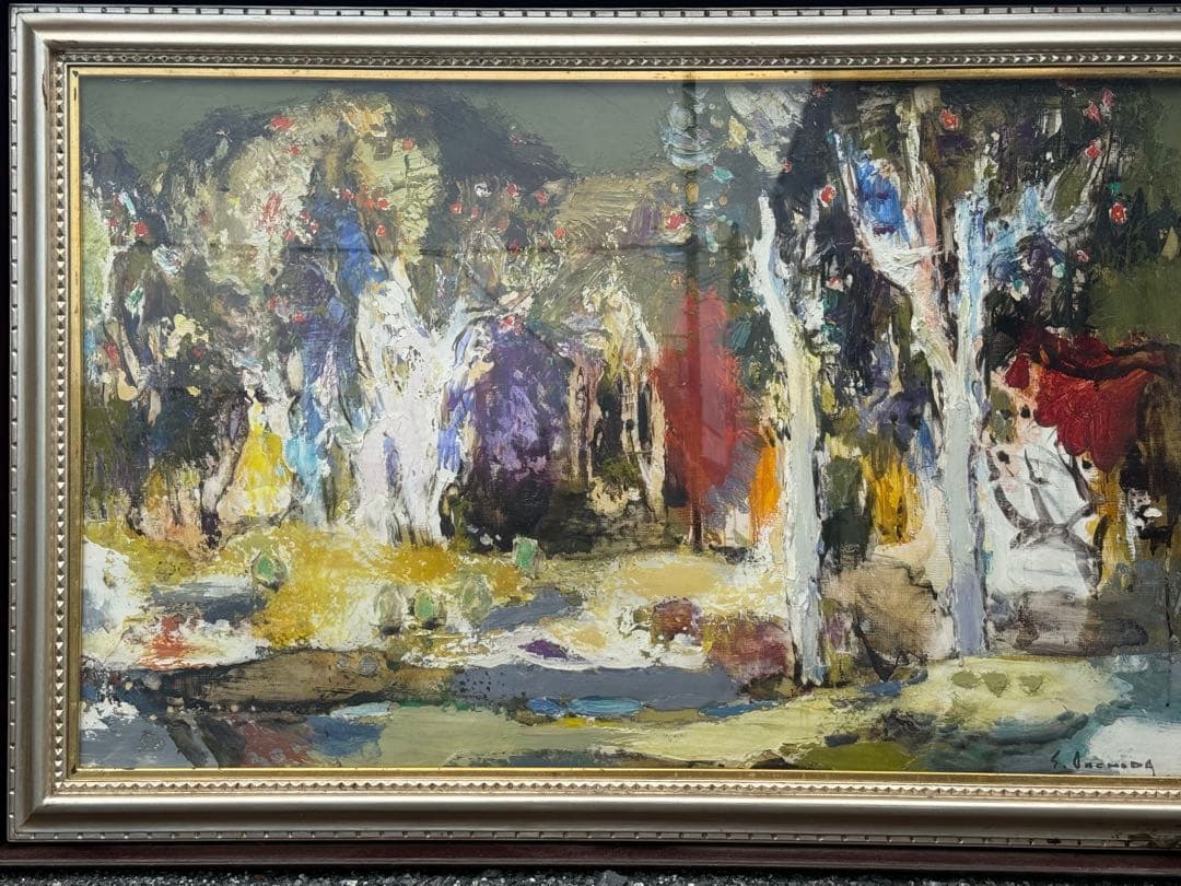 大内田茂士作　つばき林　1968年作 油絵直筆　M50 サイズ　現代作家0820