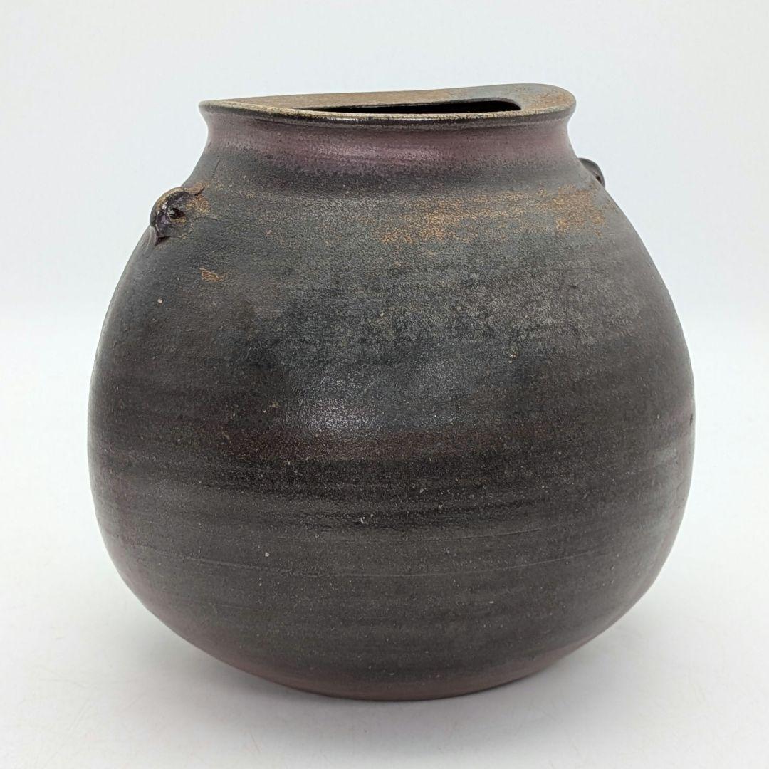 備前市無形文化財 柴岡信義 備前焼 壷 共箱共布栞 壺 つぼ 花器 花瓶 花生