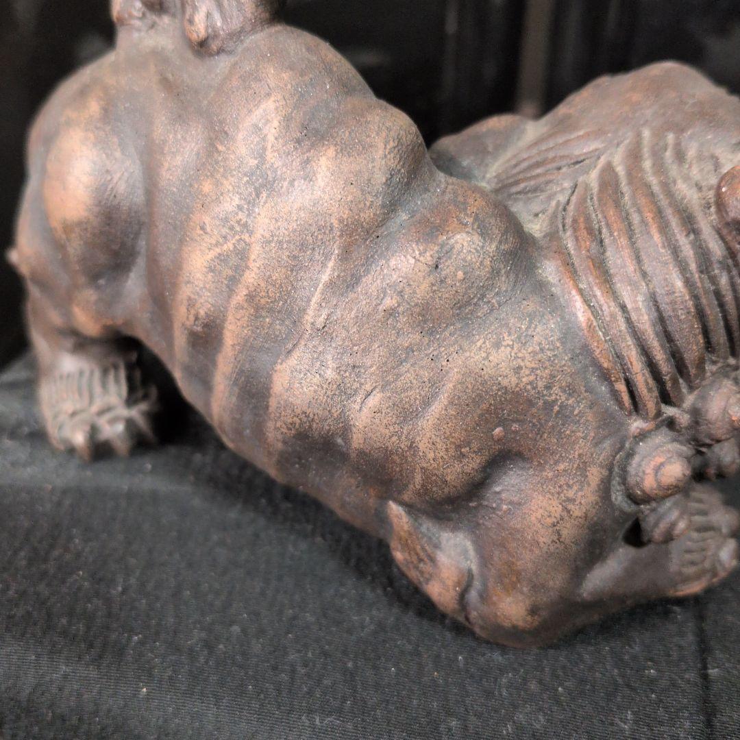 威風堂々★備前焼★狛獅子★獅子★骨董品 縁起物 古美術