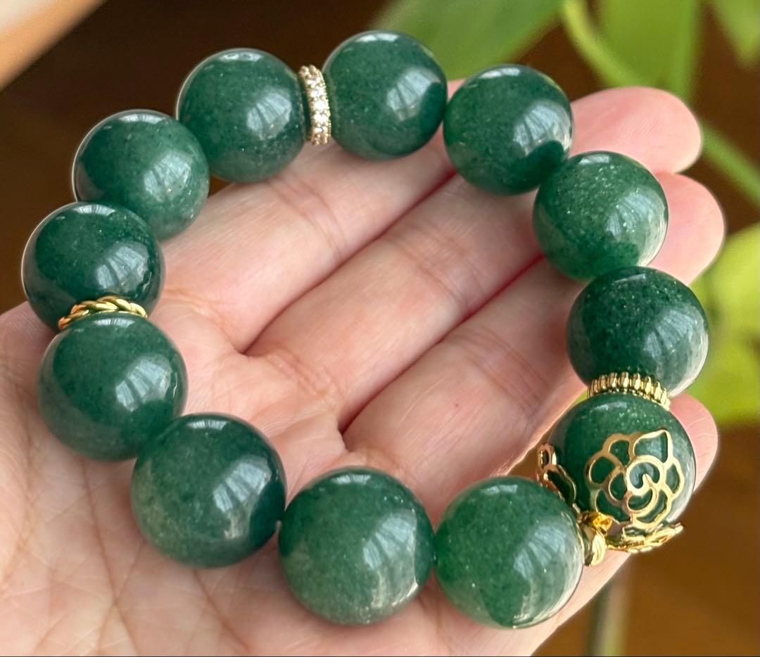 大玉グリーンアベンチュリン ブレスレット　18ミリ