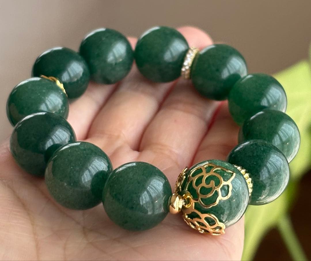 大玉グリーンアベンチュリン ブレスレット　18ミリ