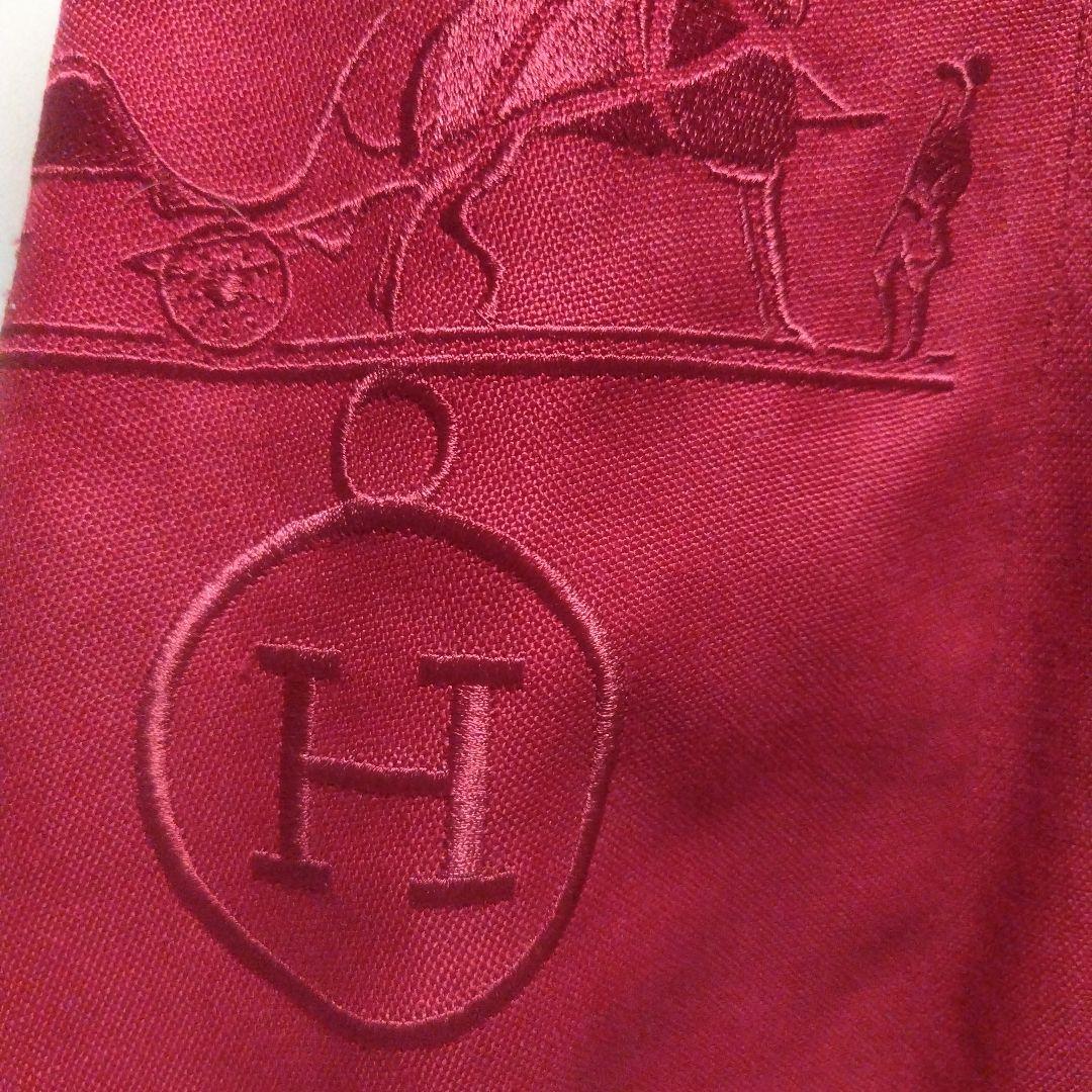 値下げ　HERMES　赤いフレアスカート Hマーク刺繍