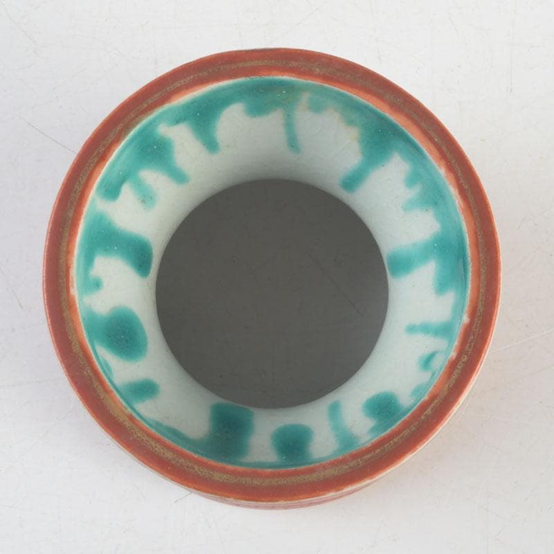 九谷焼　古九谷　八郎手赤絵金彩　雲龍渦文　蓋置　角福銘　V　9564