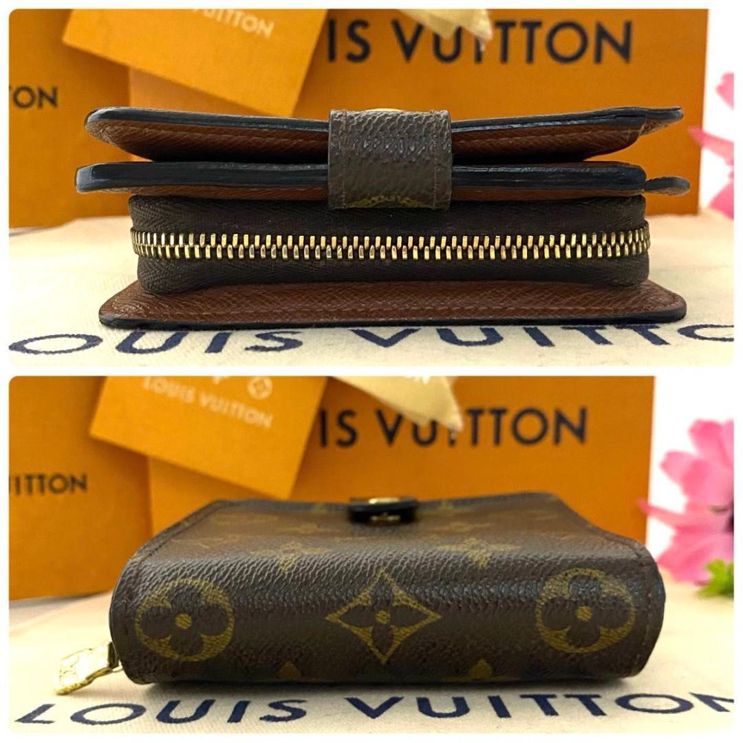 ルイ ヴィトン◎コンパクトジップ モノグラム 二つ折り ラウンドファスナー 茶色