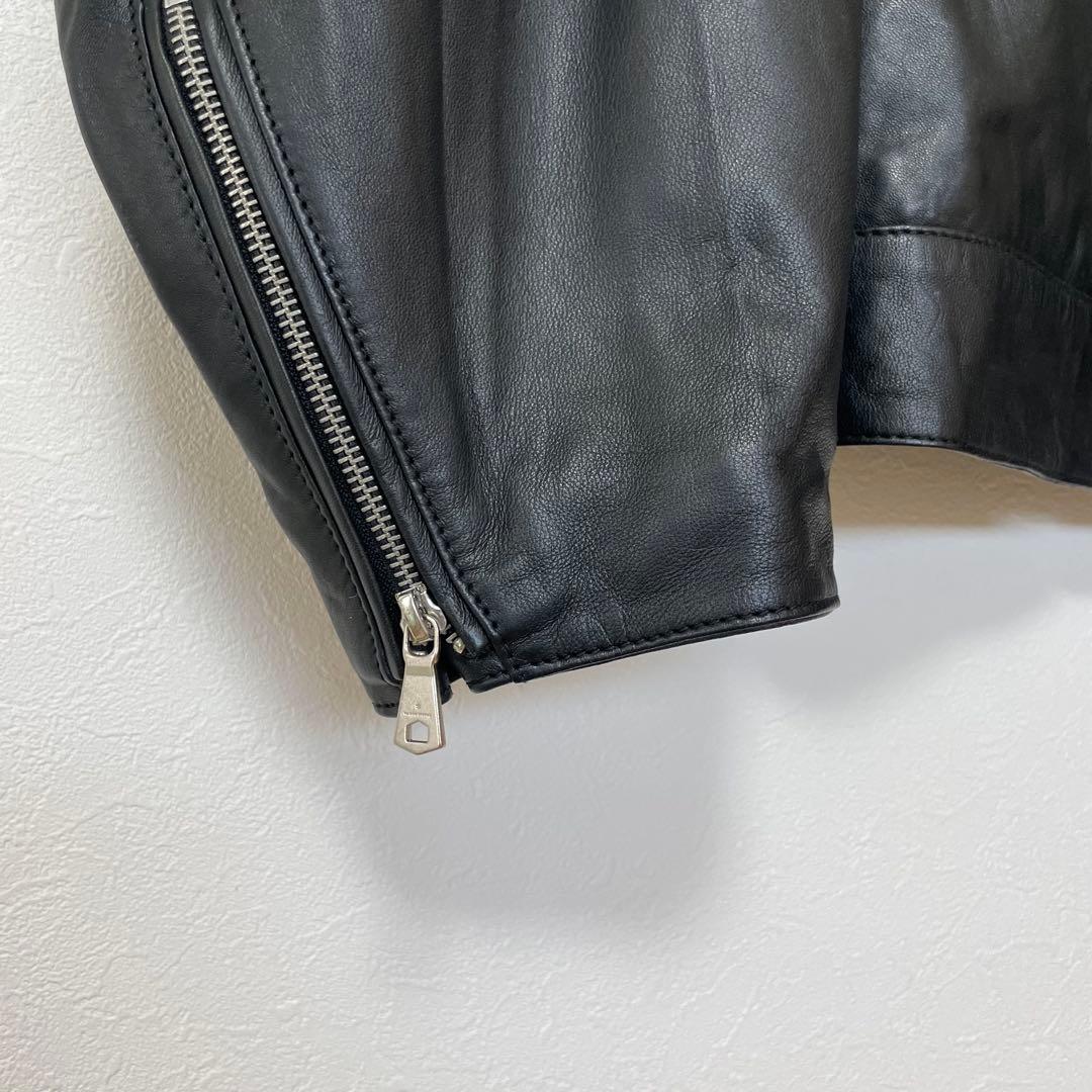 シープレザーシングルライダースジャケット　ブラック