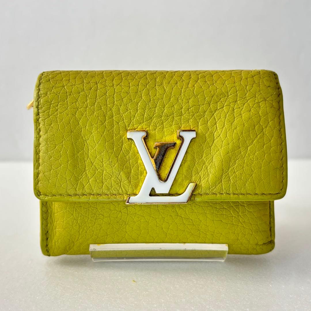 ルイヴィトン 財布　カプシーヌ　三つ折り　ミニウォレット イエロー　黄緑