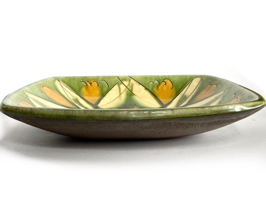 陶芸家　船木研兒　船木研児　舩木　三彩釉線彫　大鉢　オーバル皿　角皿　緑釉
