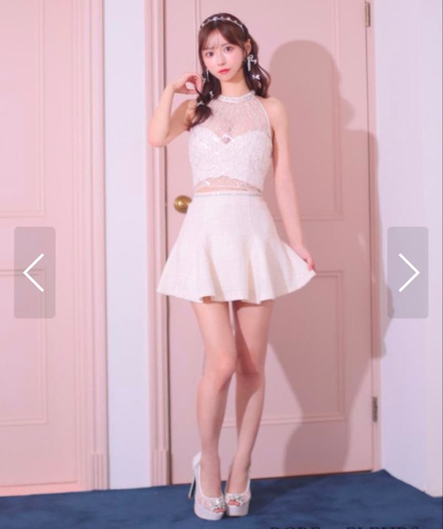 【sugarドレス】キャバドレス ホワイトレースフレアドレス