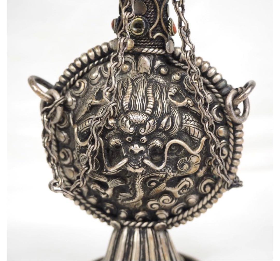 gang送料無料　時代唐物　細密龍文彫刻銀細工鼻煙壷　中国古玩