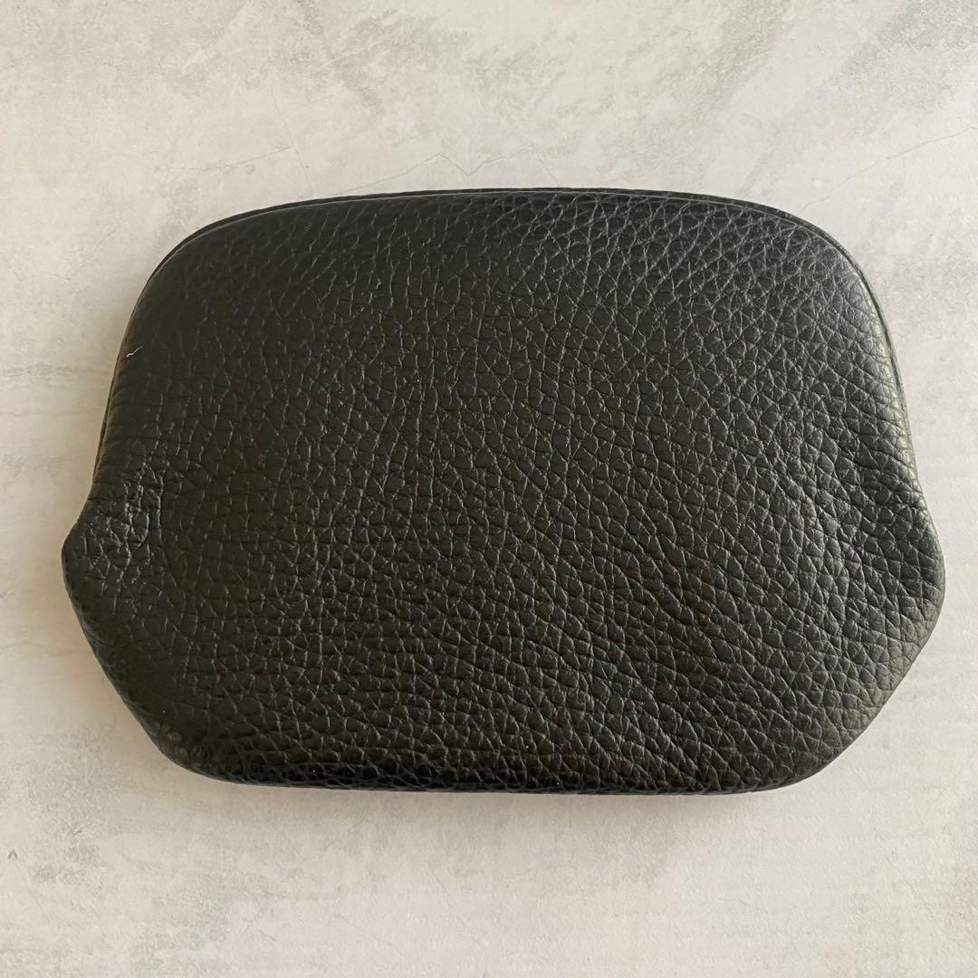 スタイリッシュ✨ 天溝がま口 黒 コンパクトウォレット ミニ財布 本革